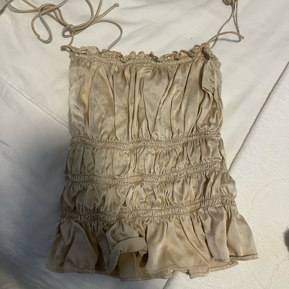 Reformation Cream Satin Tank Top - Picture 4 of 4